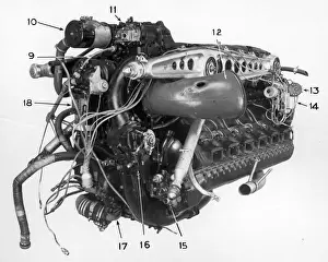Junkers Prints: Junkers Jumo 211A inverted V-12 engine