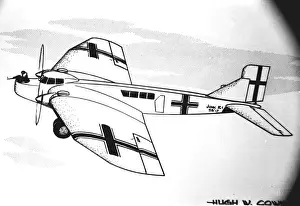 Junkers R I German bomber plane, Hugh W. Cowin artwork