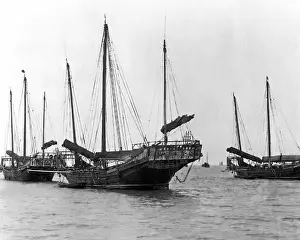 Junks Prints: Junks on the water, China