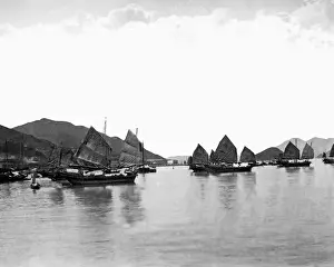Junk Prints: Junks on the water, Hong Kong, China