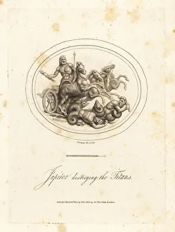 Serpents Prints: Jupiter in a chariot crushing the Titans
