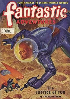 Sci Fi Magazine covers Collection: The Justice of Tor, Fantastic Adventures scifi magazine cover