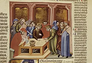 Stones Prints: Justinian Code. ca. 1350. Money changer and trade