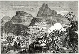 Images Dated 12th August 2021: Kaffir Wars, South Africa, Attacking a Native Position