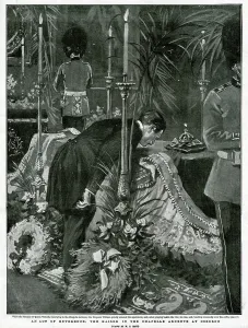 Chapelle Prints: Kaiser at Osborne kissing Victoria's coffin