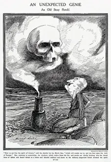 Genie Prints: Kaiser Wilhelm II depicted in the role of Aladdin but instead of releasing a genie