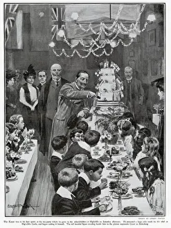 Cake Prints: Kaiser Wilhelm II Visiting Children in a School 1907