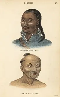 Species Prints: Kalmyk man and Japanese sumo wrestler