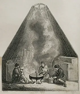 Rafters Prints: The Kalmyks. Mongol subgroup in Russia. Inside yurt