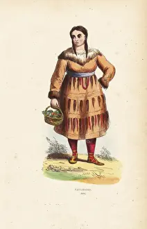 Kamtchadal woman in coat decorated with hair