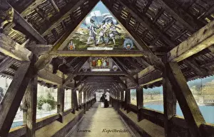 Panels Prints: Kapellbrucke covered Bridge, Lucerne (Luzern), Switzerland