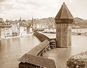 Lucerne Prints: The Kappelle Brucke, Lucerne, Switzerland