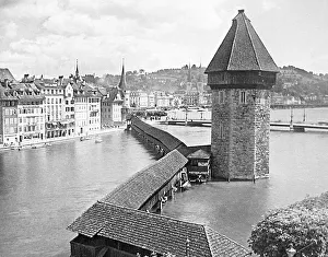 The Kappelle Brucke Lucerne Switzerland early 1900s