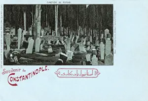 Gravestones Prints: Karacaahmet Cemetery at Uskudar, Istanbul, Turkey