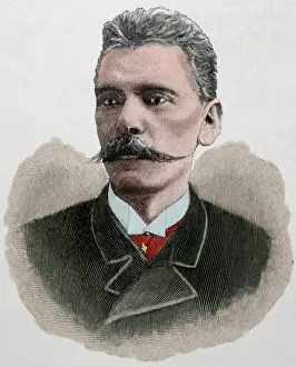 Personage Prints: Karl Larsen (1860-1931). Danish writer. Engraving. Colored