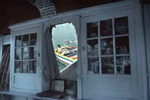 Jammu Prints: Kashmir, Lake Dal - a houseboat swimming platform
