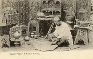 Inlay Prints: Kashmir Walnut & Copper Carving, India