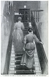 Kathleen Leigh Hunt is walking upstairs in Hyde Park Place, London