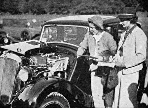 Wisdom Prints: Kay Petre & E. Wisdom judging coachwork at Morris Rally