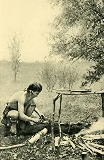 Borneo Prints: Kayan man preparing poison for blowpipe, Borneo, SE Asia