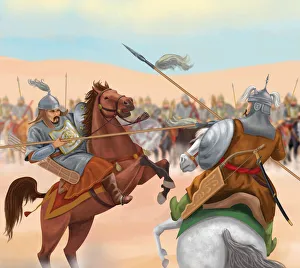 Kazakh warriors in a battle