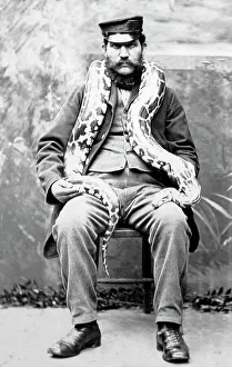 Keeper Prints: Keeper with snake at London Zoo