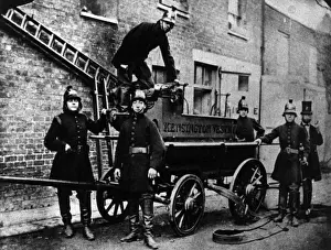 Trailer Prints: Kensington Vestry firefighters with trailer pump
