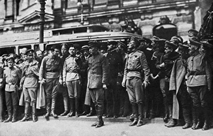 Kerensky reviewing Cossack soldiers in a Russian street Kerensky reviewing Cossack soldiers in a Russian street