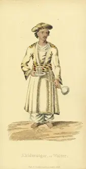 Handcoloredcopperplate Prints: Khidmutgar or waiter