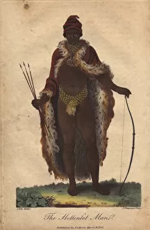 Khoisan man of South Africa wearing animal