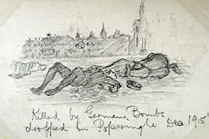 Dropped Prints: Killed by German Bombs dropped in Poperinghe, Dec 1915
