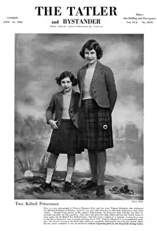 Matching Prints: Two kilted princesses: Princesses Elizabeth & Margaret, 1941
