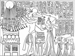King Akhenaten and Queen Nefertiti making a Sacrifice