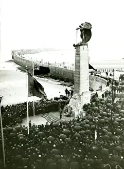 Belgians Prints: King Albert of Belgium unveiling WW1 Memorial, Zeebrugge