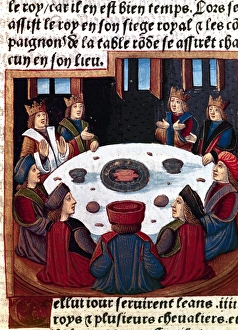 King Arthur and the Knights at the Round Table. Miniature