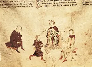 Nazionale Prints: King Arthur on his throne with his councillors