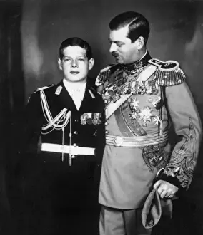 Romania Prints: King Carol II of Romania and his son Michael