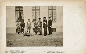 Inspects Prints: King Christian IX inspecting a new cavalry repeating rifle