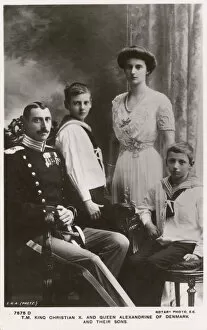 Consort Collection: King Christian X of Denmark, Queen Alexandrine and sons