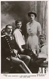 Danish Prints: King Christian X of Denmark, Queen Alexandrine and sons