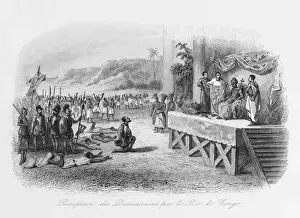 King of Congo, West Africa, receiving missionaries