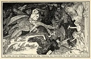 Monsters Prints: King on Dragon
