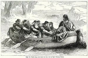 Demonstrate Prints: King Edgar, the Pacific being rowed down the River Dee by eight Tributary Princes