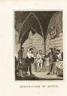Bishops Prints: King Edward II forced to abdicate by the Earl of Lancaster, 1327