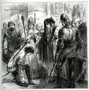 Crecy Gallery: King Edward III knighting his son, Edward the Black Prince, in Normandy, France