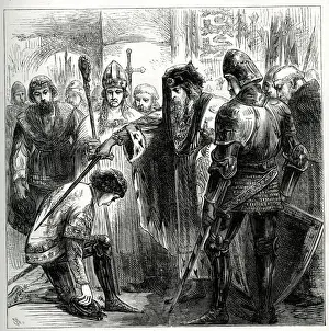 Normandy Prints: King Edward III knighting his son, Edward the Black Prince, in Normandy, France