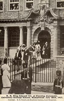 Monarch Collection: King Edward VII opening University College School, Hampstead