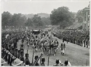 King Edward VII and Queen Alexandra consort in the Gold State Coach. Date: 9 August 1902