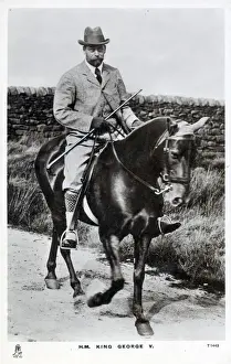 Fours Prints: King George V (1865-1936) riding a horse. Date: circa 1910s