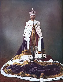 Ermine Prints: King George V in Coronation Durbar robes and crown